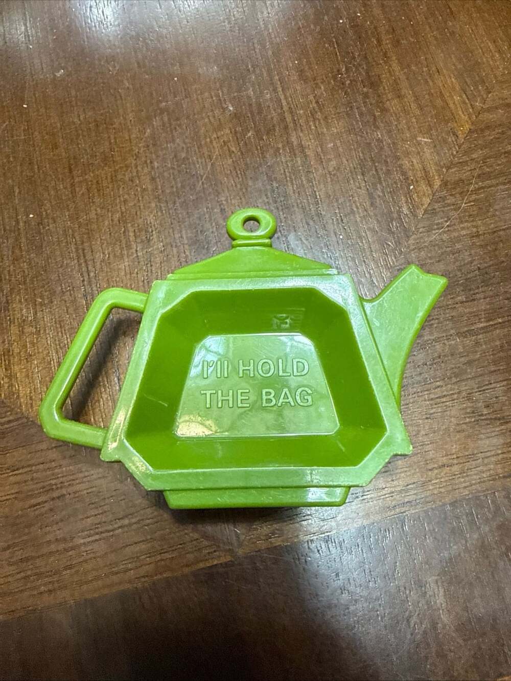 Vintage Green Plastic Tea Bag Holder I'll Hold The Bag